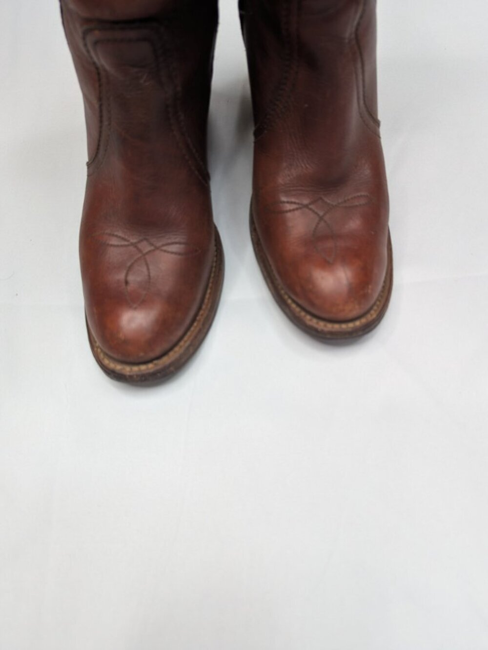 Vintage 1950-1970 FRYE Black Label Campus Stitch Tall Leather Boots 8558 6.5B - Picture 3 of 16